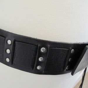 DKNY studded belt DKNY NATURAL Leather Silver Rivets Studded Wide Belt Womens  main image 4